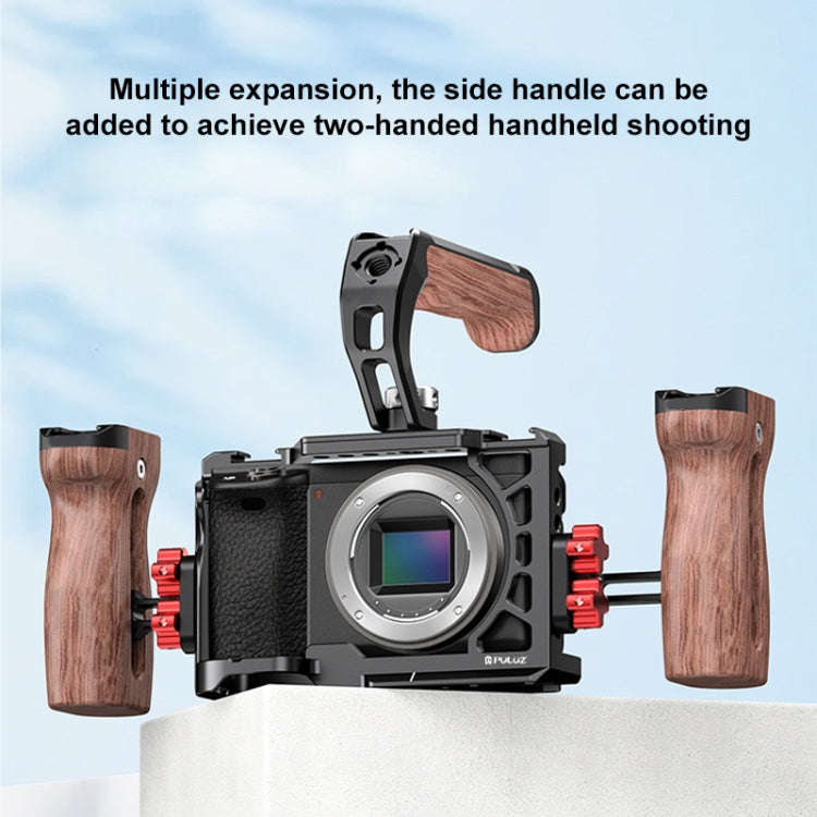 For Sony A6500 / A6400 / A6300 / A6000 PULUZ Metal Camera Cage Expansion Mount Stabilizer Rig (Bl...