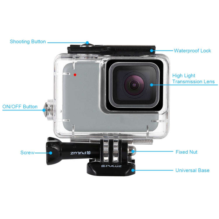 PULUZ 45m Underwater Waterproof Housing Diving Case for GoPro HERO7 Silver / HERO7 White, with Bu...