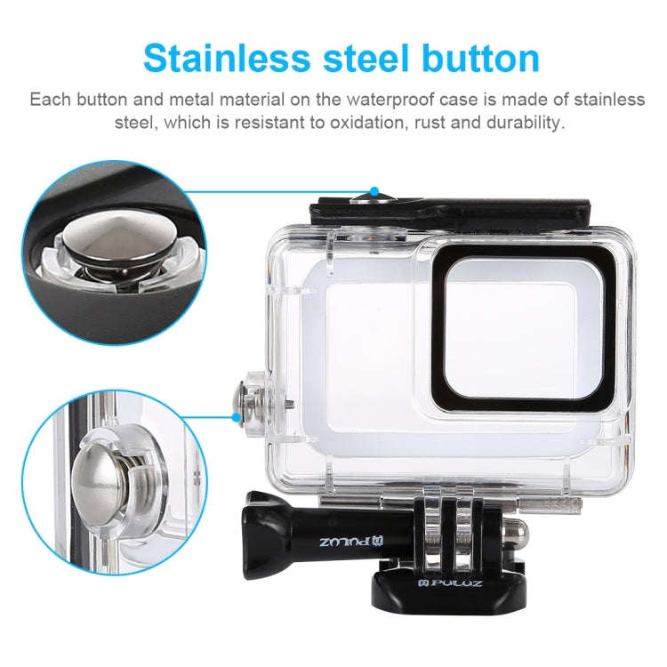 PULUZ 45m Underwater Waterproof Housing Diving Case for GoPro HERO7 Silver / HERO7 White, with Bu...
