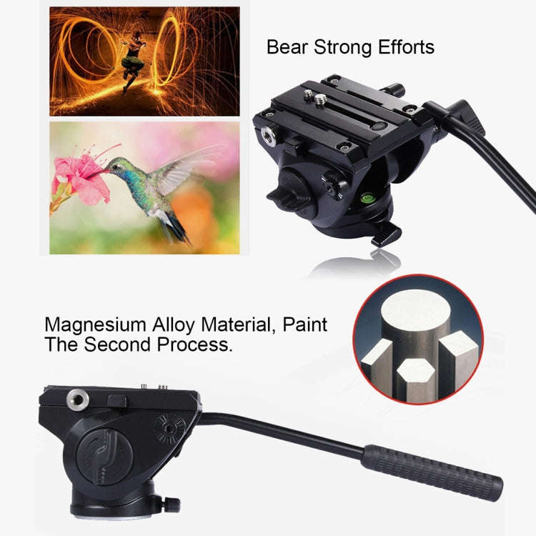 PULUZ  Heavy Duty Video Camera Tripod Action Fluid Drag Head with Sliding Plate for DSLR & SLR Ca...