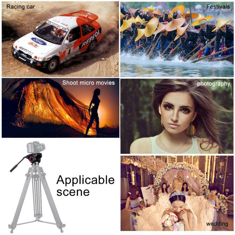 PULUZ  Heavy Duty Video Camera Tripod Action Fluid Drag Head with Sliding Plate for DSLR & SLR Ca...