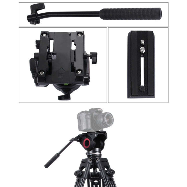 PULUZ  Heavy Duty Video Camera Tripod Action Fluid Drag Head with Sliding Plate for DSLR & SLR Ca...