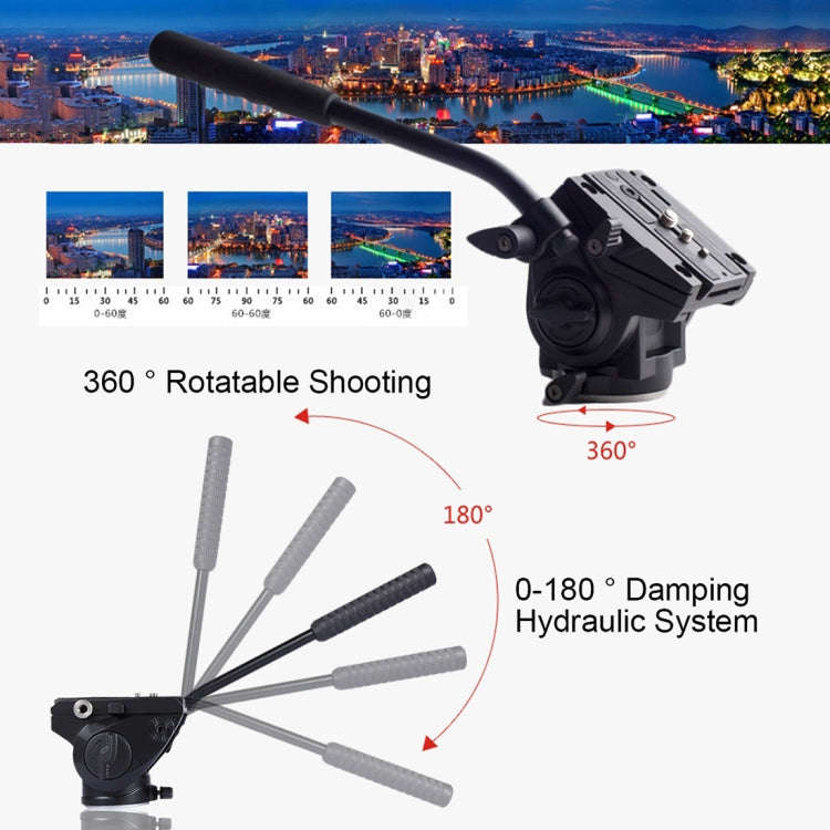 PULUZ  Heavy Duty Video Camera Tripod Action Fluid Drag Head with Sliding Plate for DSLR & SLR Ca...