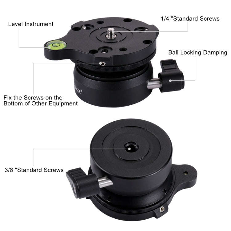 PULUZ 1/4 inch Thread Dome Professional Tripod Leveling Head Base with Bubble Level