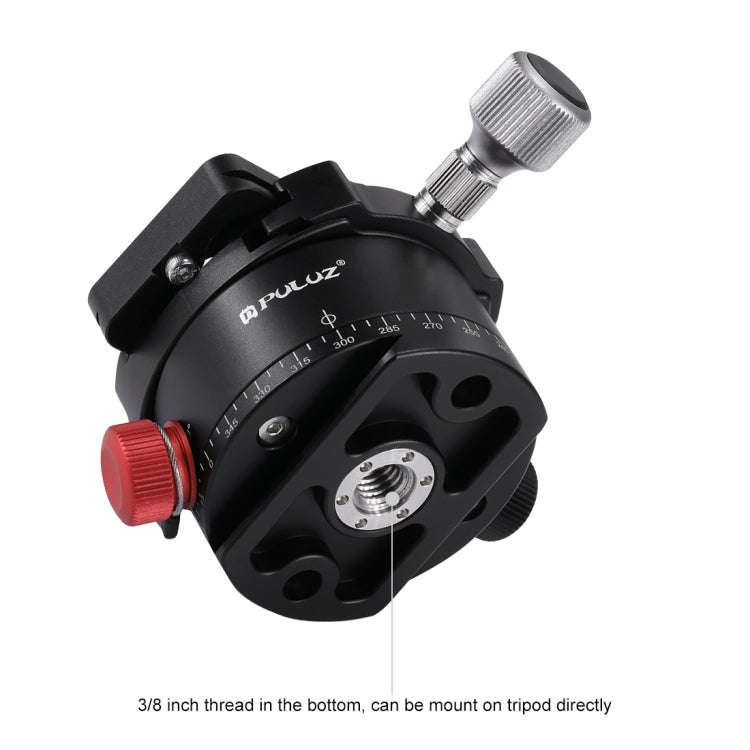 PULUZ Aluminum Alloy Panoramic Indexing Rotator Ball Head with Quick Release Plate for Camera Tri...