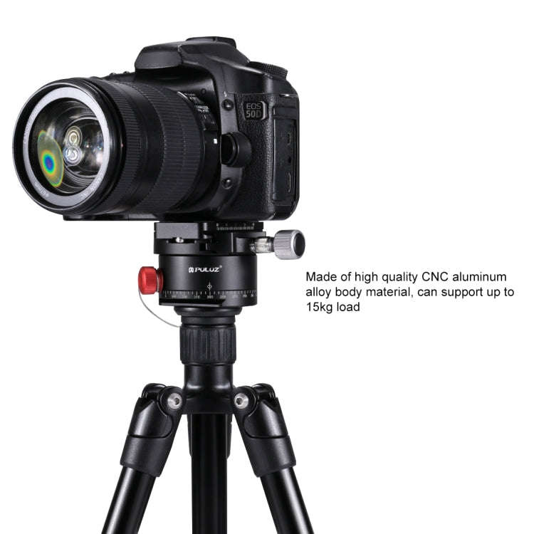 PULUZ Aluminum Alloy Panoramic Indexing Rotator Ball Head with Quick Release Plate for Camera Tri...