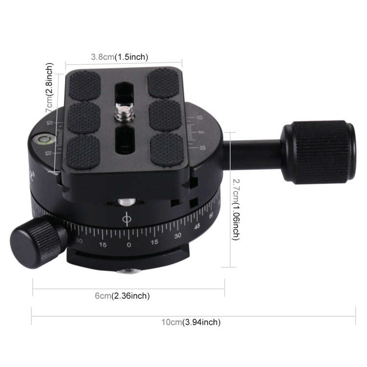 PULUZ Aluminum Alloy 360 Degree Rotation Panorama Ball Head with Quick Release Plate for Camera T...