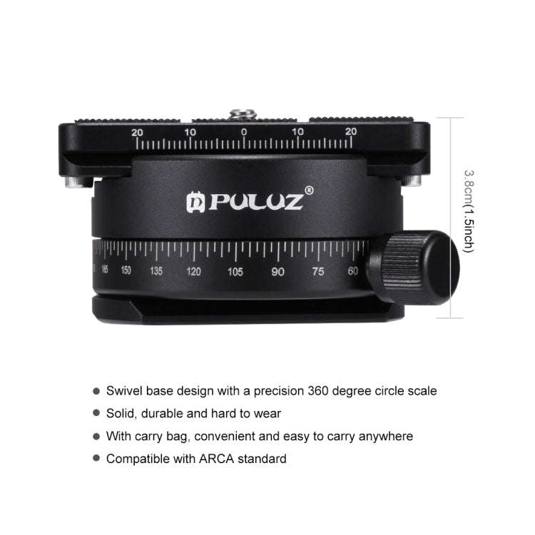 PULUZ Aluminum Alloy 360 Degree Rotation Panorama Ball Head with Quick Release Plate for Camera T...