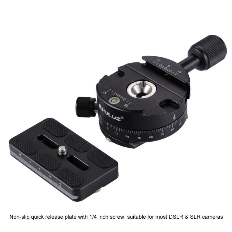 PULUZ Aluminum Alloy 360 Degree Rotation Panorama Ball Head with Quick Release Plate for Camera T...