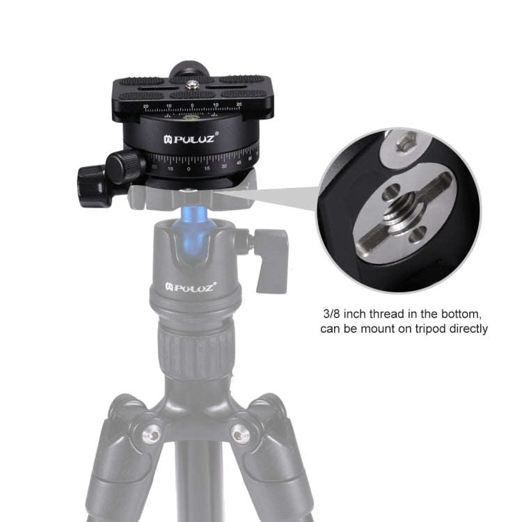 PULUZ Aluminum Alloy 360 Degree Rotation Panorama Ball Head with Quick Release Plate for Camera T...