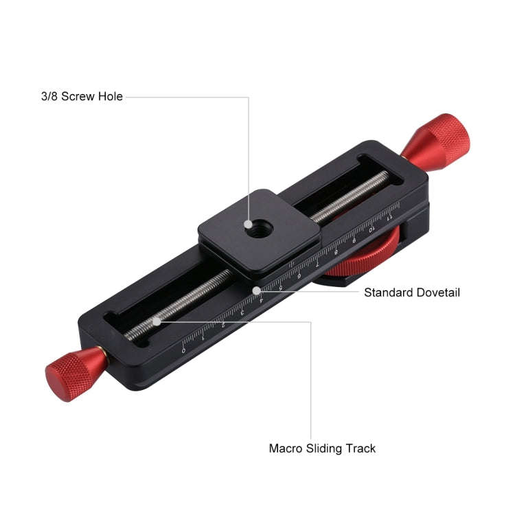 PULUZ Macro Focusing Rail Slider Close-up Shooting Tripod Head Quick Release Plate Holder