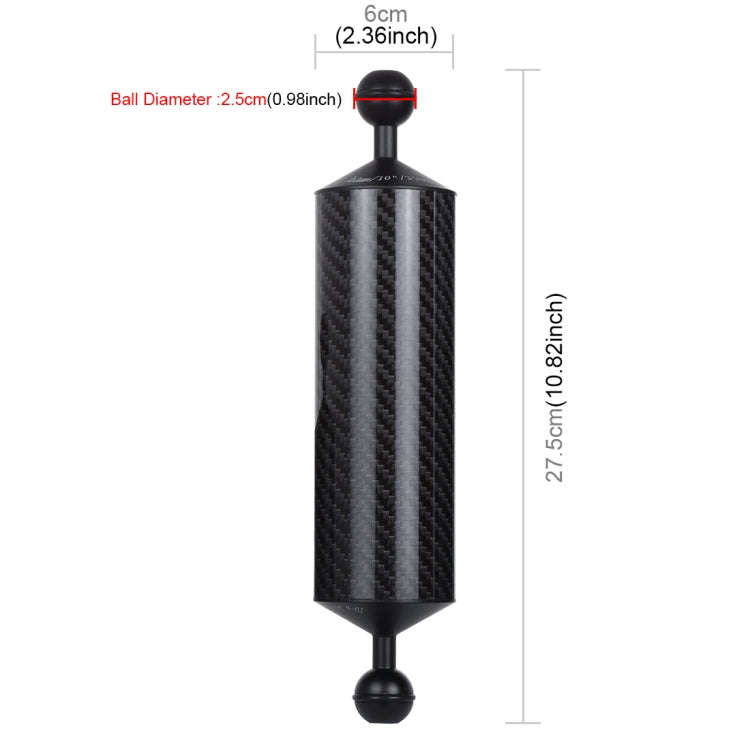 PULUZ 10.82 inch 27.5cm Length 60mm Diameter Dual Balls Carbon Fiber Floating Arm, Ball Diameter:...