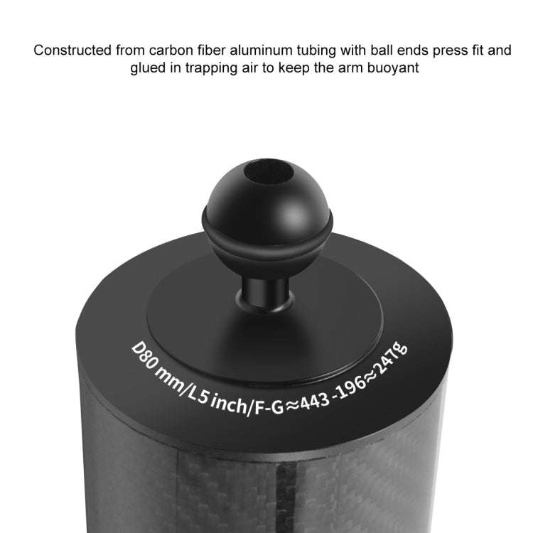 PULUZ 6.1 inch 15.5cm Length 80mm Diameter Dual Balls Carbon Fiber Floating Arm, Ball Diameter: 2...