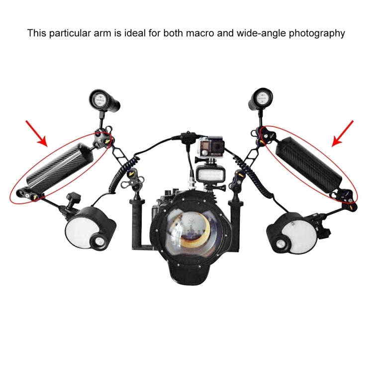 PULUZ 6.1 inch 15.5cm Length 80mm Diameter Dual Balls Carbon Fiber Floating Arm, Ball Diameter: 2...
