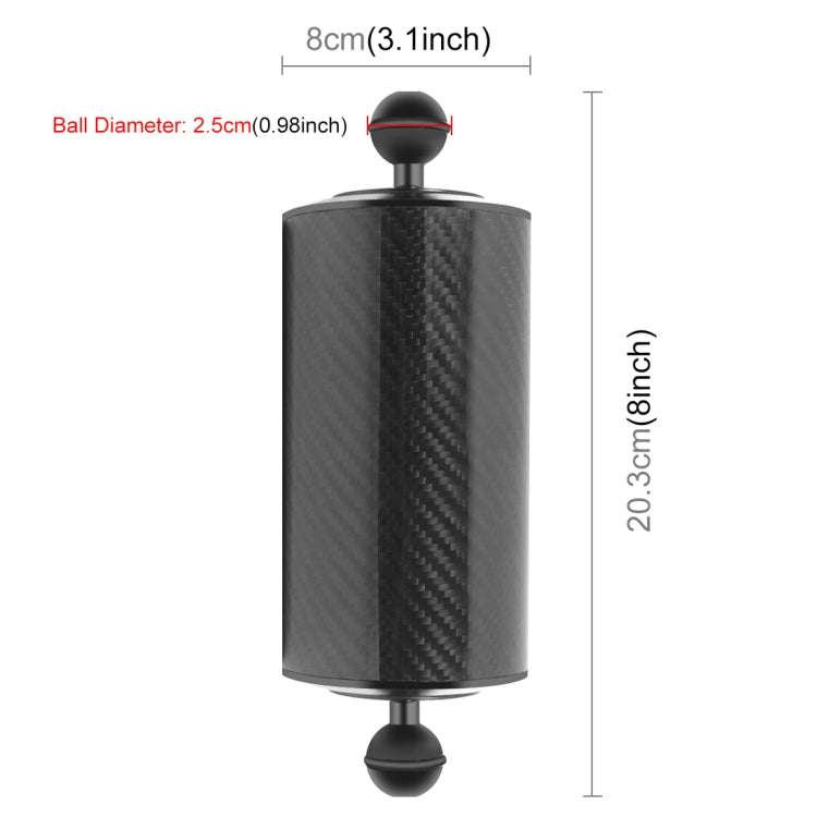PULUZ 8 inch 20cm Length 80mm Diameter Dual Balls Carbon Fiber Floating Arm, Ball Diameter: 25mm,...