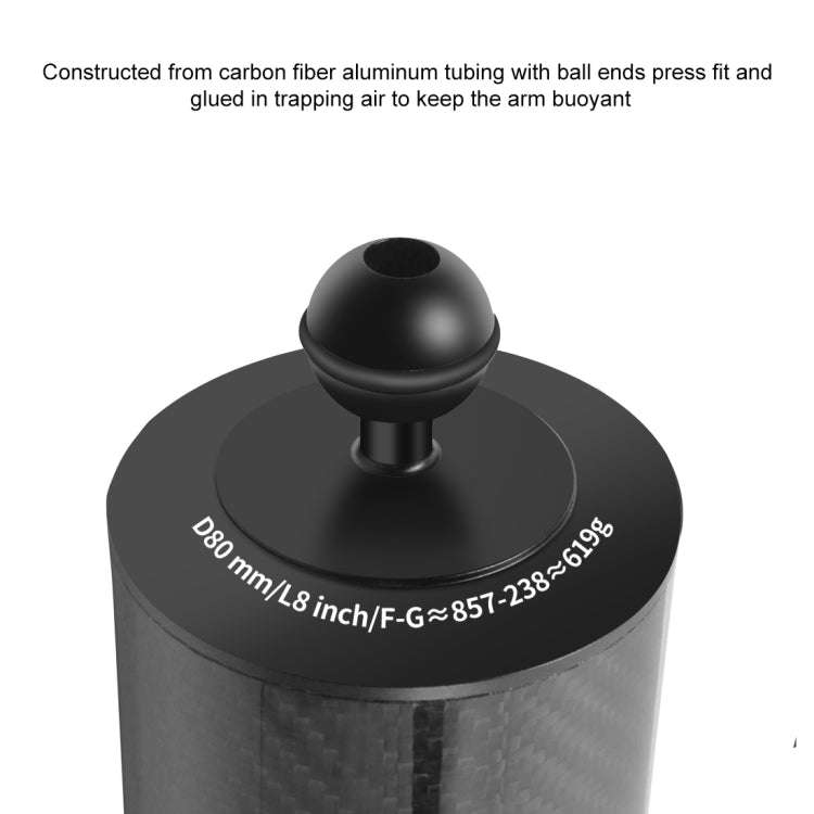 PULUZ 8 inch 20cm Length 80mm Diameter Dual Balls Carbon Fiber Floating Arm, Ball Diameter: 25mm,...