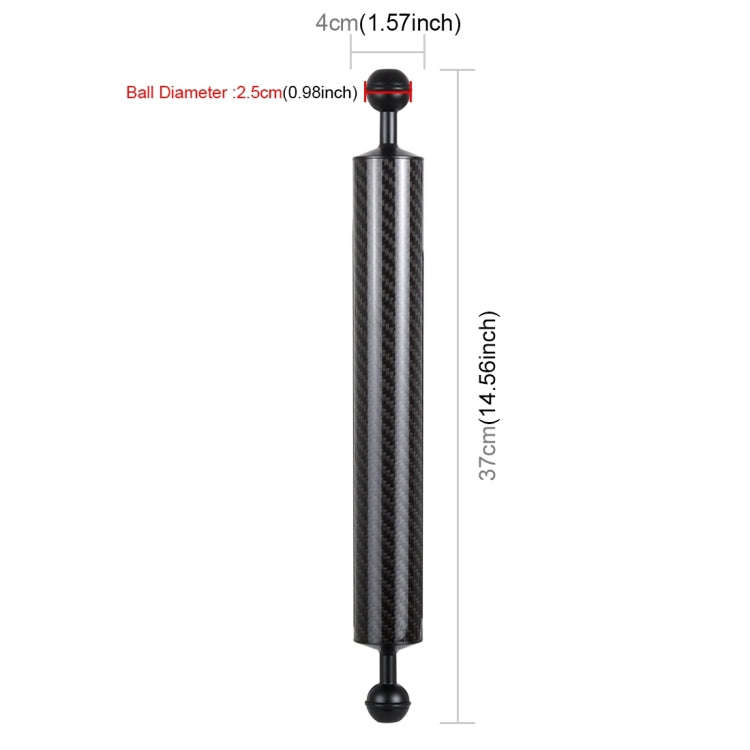 PULUZ 14.56 inch 37cm Length 40mm Diameter Dual Balls Carbon Fiber Floating Arm, Ball Diameter: 2...