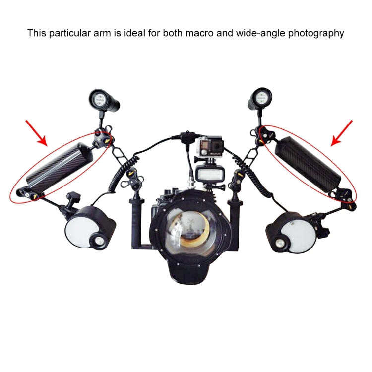 PULUZ 14.56 inch 37cm Length 40mm Diameter Dual Balls Carbon Fiber Floating Arm, Ball Diameter: 2...