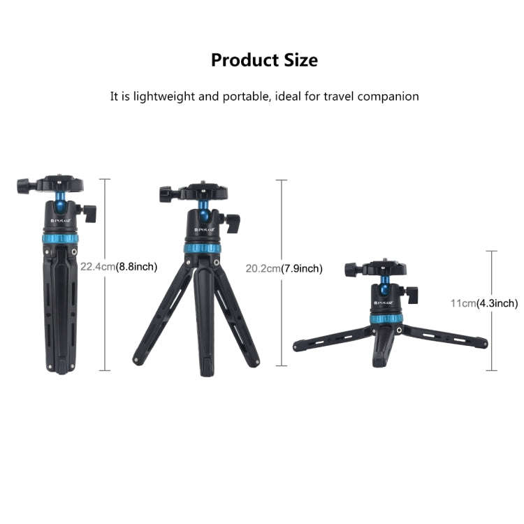 PULUZ Pocket Mini Adjustable Metal Desktop Tripod Mount with 360 Degree Ball Head for DSLR & Digi...