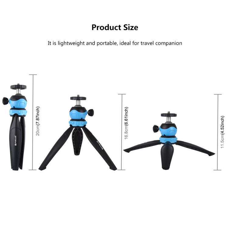 PULUZ 20cm Pocket Plastic Tripod Mount with 360 Degree Ball Head for Smartphones, GoPro, DSLR Cam...