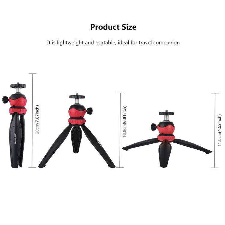 PULUZ 20cm Pocket Plastic Tripod Mount with 360 Degree Ball Head for Smartphones, GoPro, DSLR Cam...