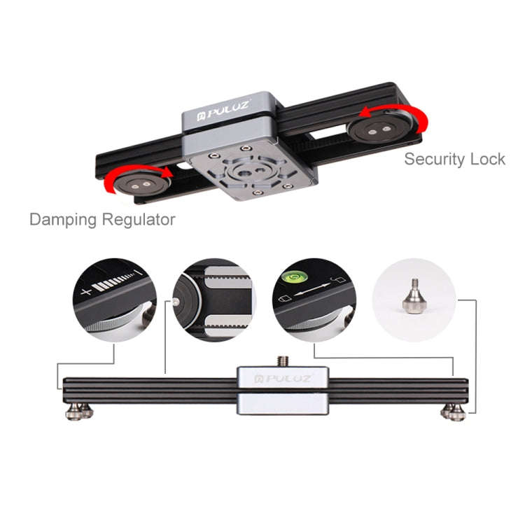 PULUZ Close-Up Shooting Desktop Fluid Drag Track Slider Aluminum Alloy Camera Video Stabilizer Ra...