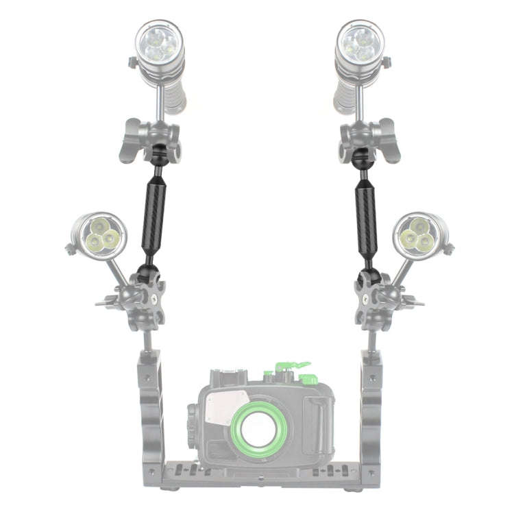 PULUZ 5 inch 13cm Length 20.8mm Diameter Dual Balls Carbon Fiber Floating Arm, Ball Diameter: 25m...