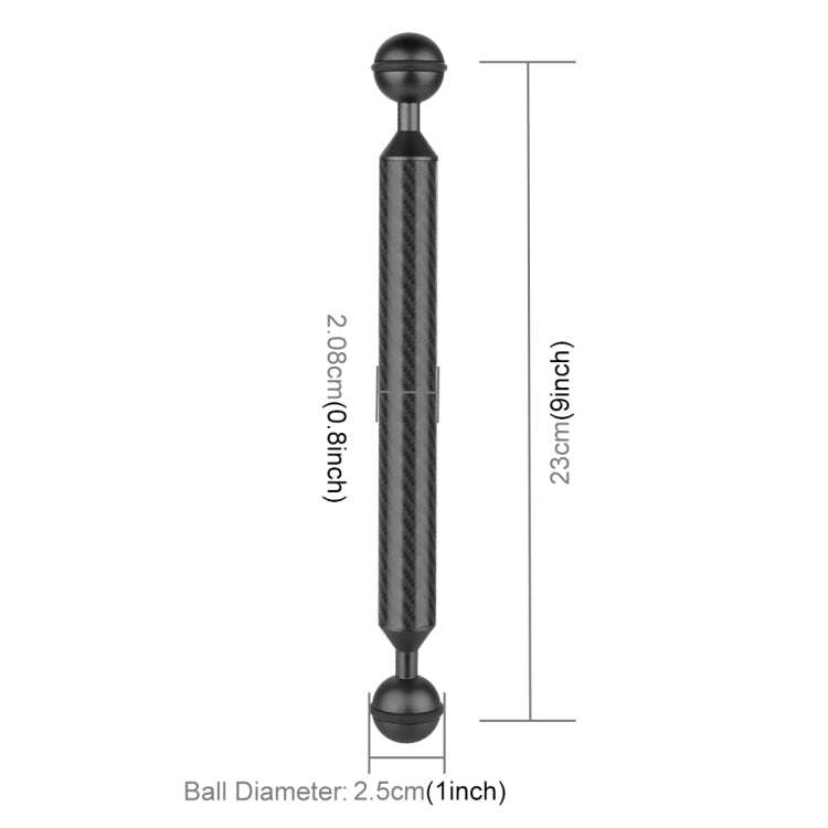 PULUZ  9 inch 23cm Length 20.8mm Diameter Dual Balls Carbon Fiber Floating Arm, Ball Diameter: 25...