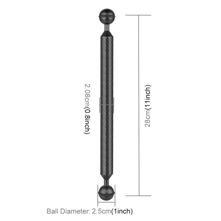 PULUZ 11 inch 28cm Length 20.8mm Diameter Dual Balls Carbon Fiber Floating Arm, Ball Diameter: 25...