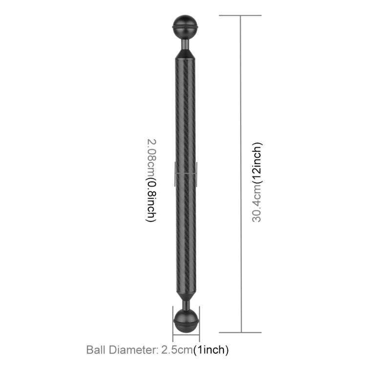 PULUZ  12 inch 30.4cm Length 20.8mm Diameter Dual Balls Carbon Fiber Floating Arm, Ball Diameter:...