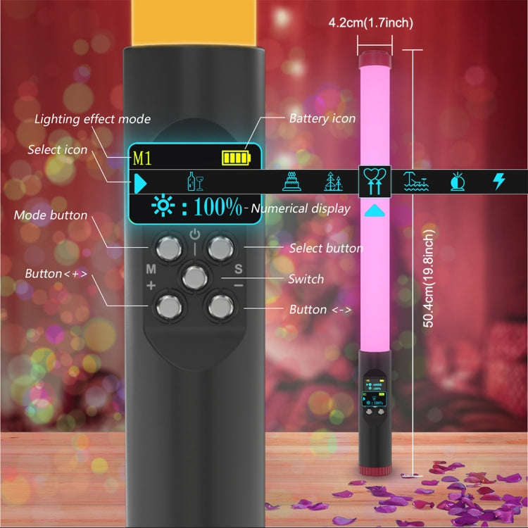 PULUZ RGB 114 LEDs Waterproof Photography Handheld Light Stick with Remote Control(Red)