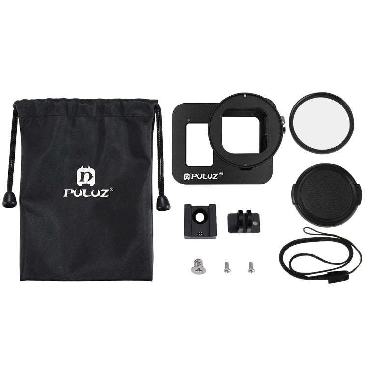 PULUZ Housing Shell CNC Aluminum Alloy Protective Cage with Insurance Frame & 52mm UV Lens for Go...