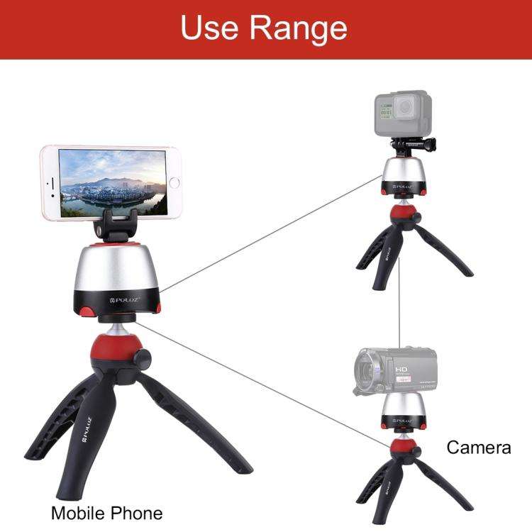 PULUZ Electronic 360 Degree Rotation Panoramic Head + Tripod Mount + GoPro Clamp + Phone Clamp wi...