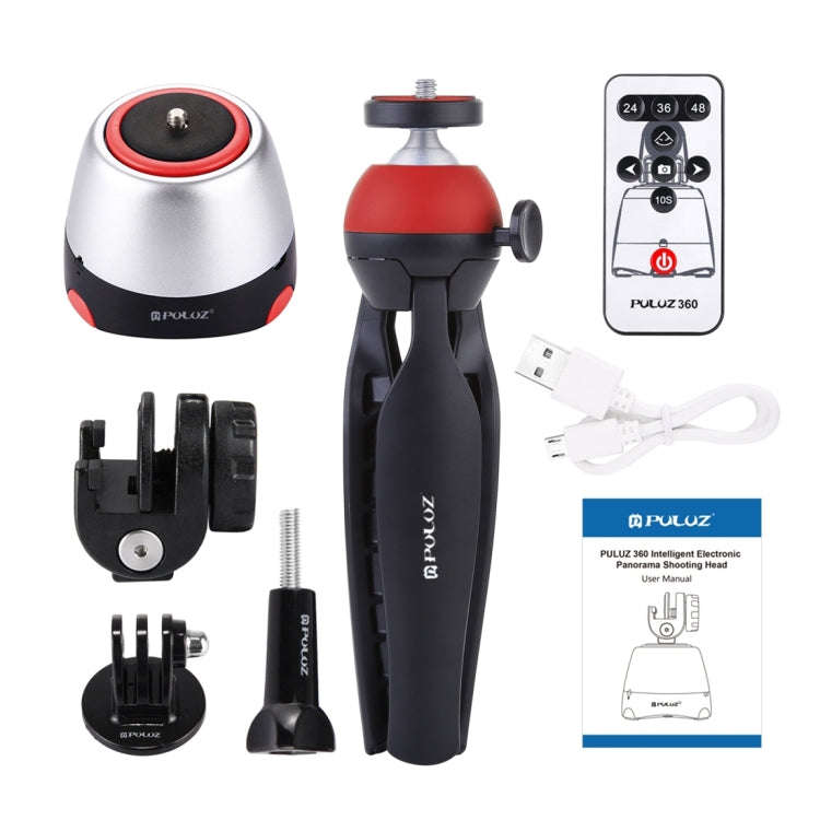 PULUZ Electronic 360 Degree Rotation Panoramic Head + Tripod Mount + GoPro Clamp + Phone Clamp wi...