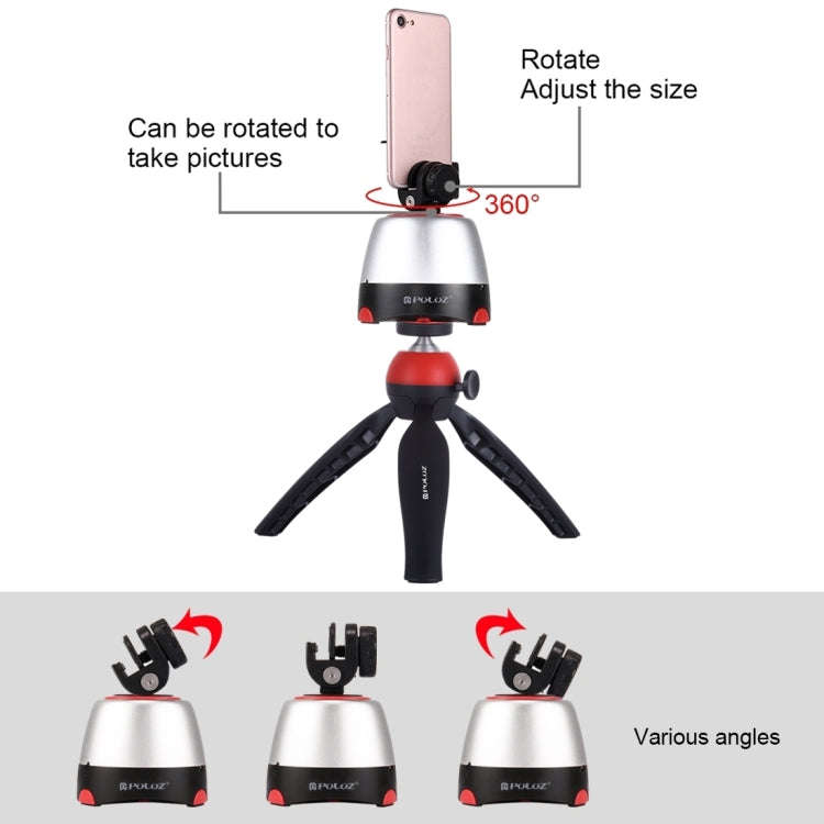 PULUZ Electronic 360 Degree Rotation Panoramic Head + Tripod Mount + GoPro Clamp + Phone Clamp wi...