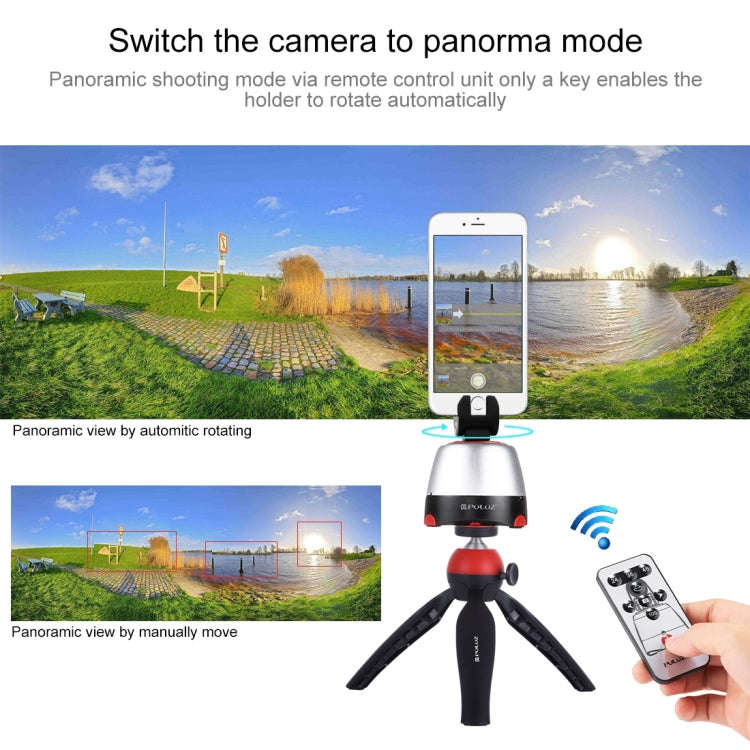 PULUZ Electronic 360 Degree Rotation Panoramic Head + Tripod Mount + GoPro Clamp + Phone Clamp wi...