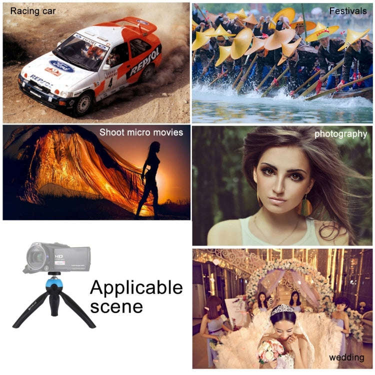 PULUZ Pocket Mini Tripod Mount with 360 Degree Ball Head & Phone Clamp for Smartphones(Blue)