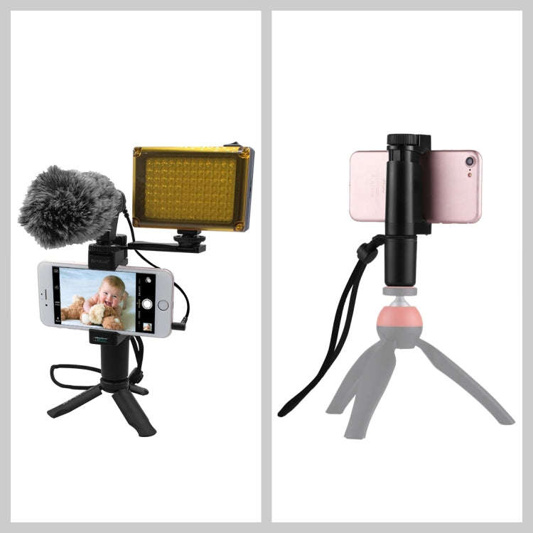 PULUZ Vlogging Live Broadcast Handheld Grip Selfie Rig Stabilizer ABS Tripod Adapter Mount with C...