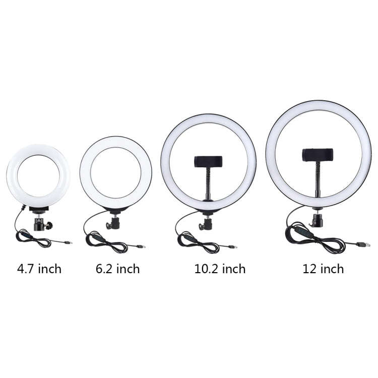 PULUZ Round Base Desktop Holder + 4.7 inch 12cm 3 Modes USB Dimmable LED Ring Vlogging Video Ligh...