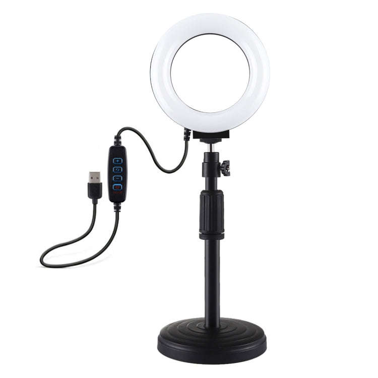 PULUZ Round Base Desktop Holder + 4.7 inch 12cm 3 Modes USB Dimmable LED Ring Vlogging Video Ligh...