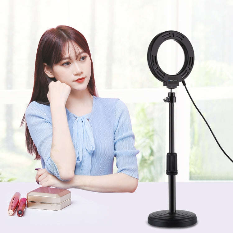 PULUZ Round Base Desktop Holder + 4.7 inch 12cm 3 Modes USB Dimmable LED Ring Vlogging Video Ligh...