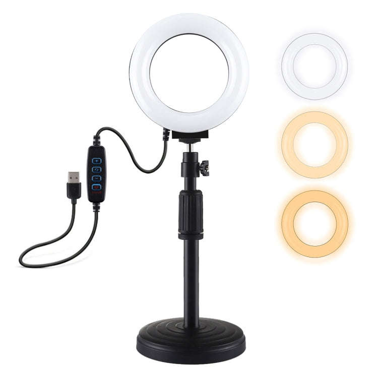 PULUZ Round Base Desktop Holder + 4.7 inch 12cm 3 Modes USB Dimmable LED Ring Vlogging Video Ligh...