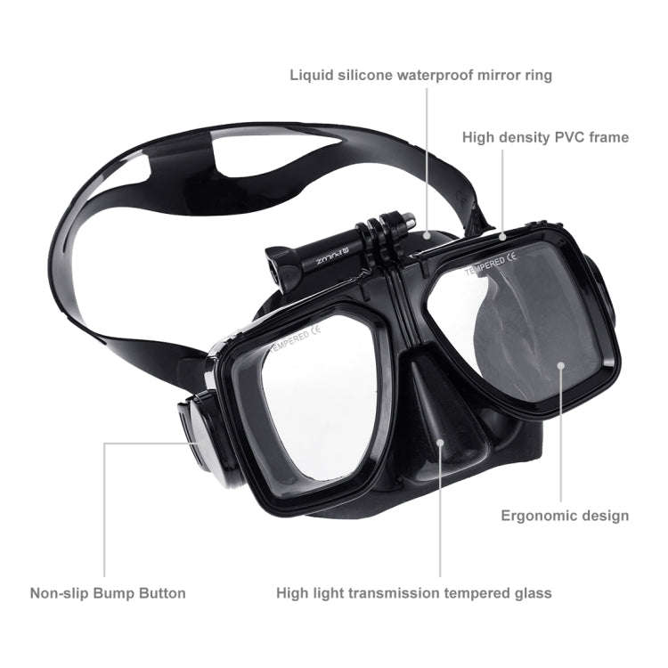 PULUZ Water Sports Diving Equipment Diving Mask Swimming Glasses for GoPro, Insta360, DJI and Oth...