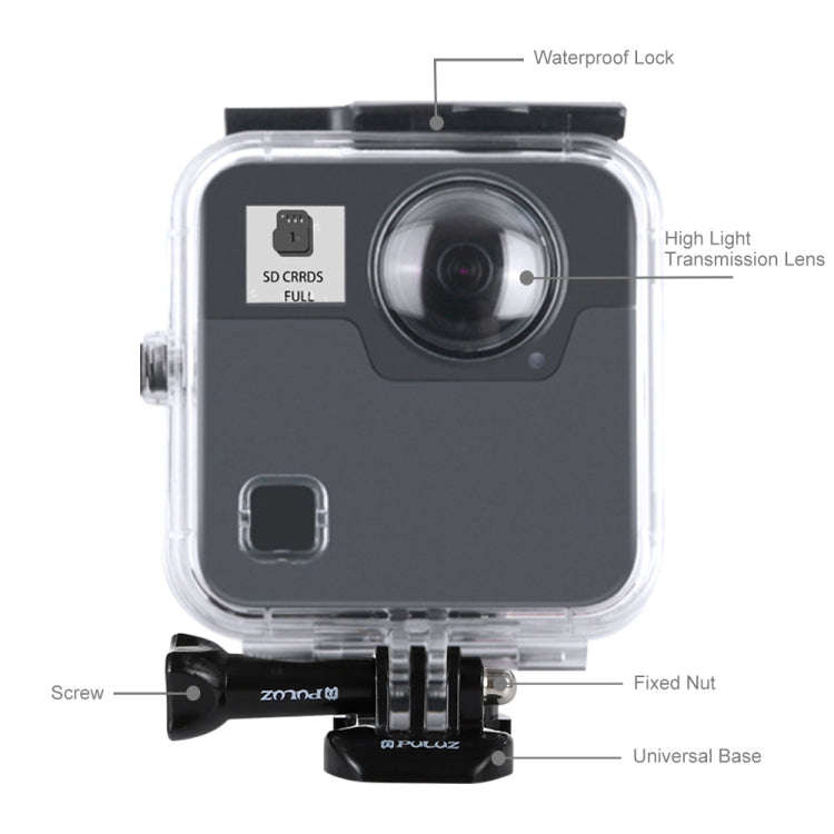 PULUZ 45m Underwater Waterproof Shockproof Housing Diving Case for GoPro Fusion, with Buckle Basi...
