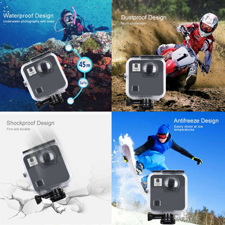 PULUZ 45m Underwater Waterproof Shockproof Housing Diving Case for GoPro Fusion, with Buckle Basi...