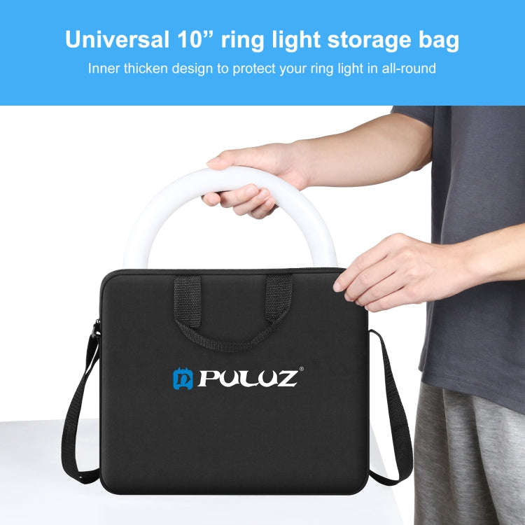 PULUZ 10 inch Ring LED Lights Portable Zipper Storage Bag Shoulder Handbags, Size: 33cm x 28cm x ...