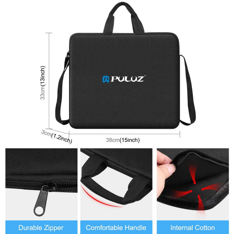 PULUZ 12 inch Ring LED Lights Portable Zipper Storage Bag Shoulder Handbags, Size: 38cm x 33cm x ...