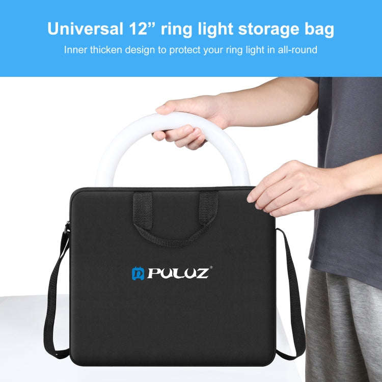 PULUZ 12 inch Ring LED Lights Portable Zipper Storage Bag Shoulder Handbags, Size: 38cm x 33cm x ...
