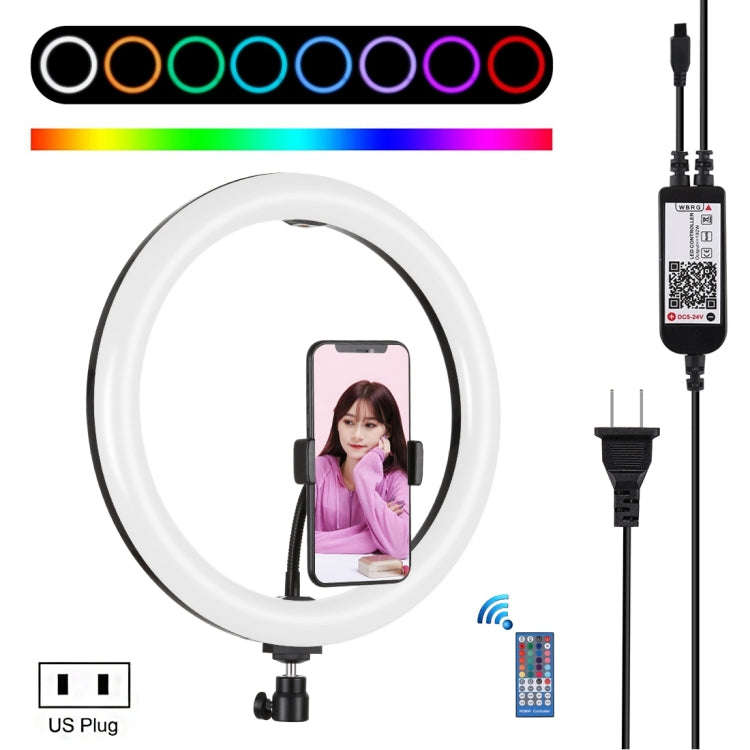 PULUZ 11.8 inch 30cm RGB Dimmable LED Ring Vlogging Selfie Photography Video Lights with Cold Sho...