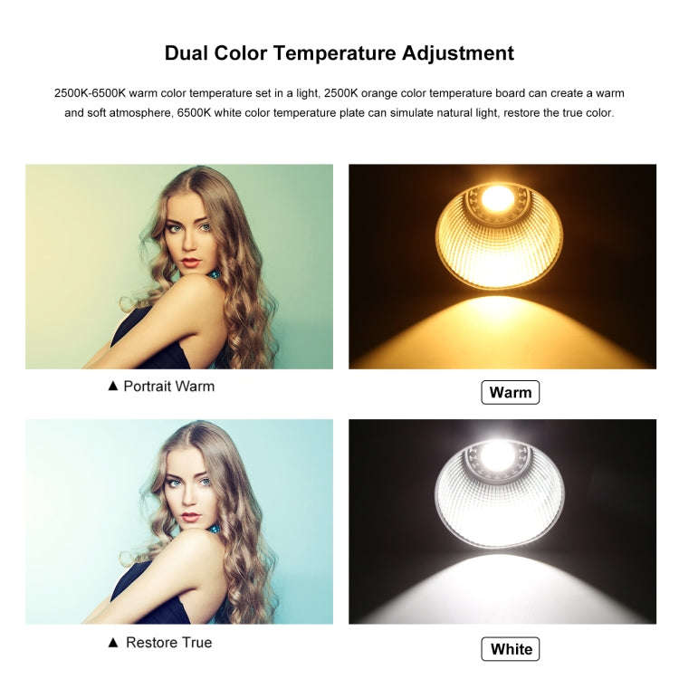 PULUZ 60W Studio Video Light 2500K-6500K Dual Color Temperature Professional Photography Fill Lig...